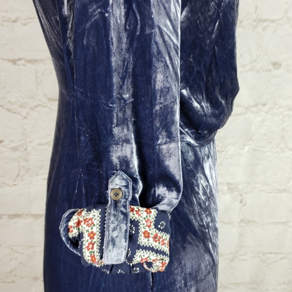 Anthropologie Maeve blue velvet shirt dress NWT 0 - Picture 5 of 8